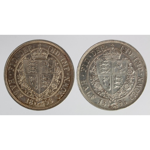 1141 - Halfcrowns (2): 1893 aEF some scratches, and 1896 GVF