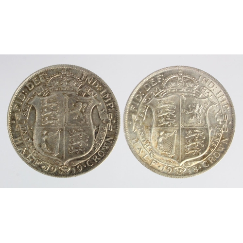 1143 - Halfcrowns (2): 1918 GEF, and 1919 GVF