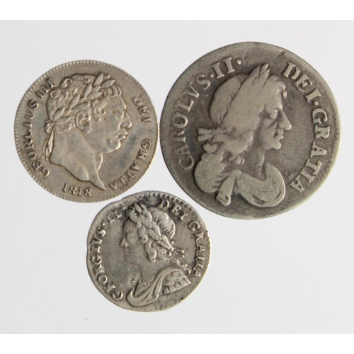 1176 - Maundy Oddments (3): 3d 1676 Fine, 2d 1818 EF, and 1d 1752/0 slightly bent aVF