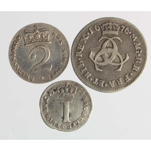 1176 - Maundy Oddments (3): 3d 1676 Fine, 2d 1818 EF, and 1d 1752/0 slightly bent aVF