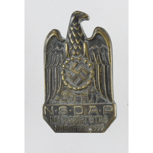 129 - German 3rd Reich NSDAP 1933 Nuremburg Rally Badge.