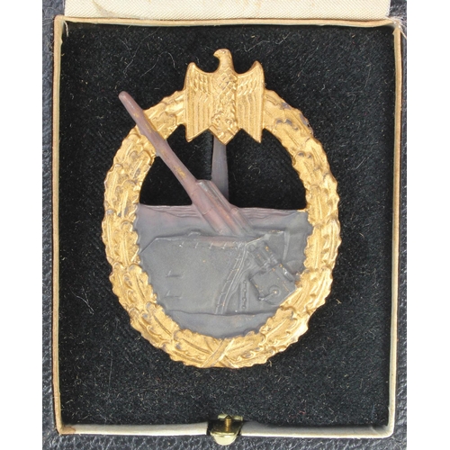 158 - German Coastal Artillery war badge in fitted case.