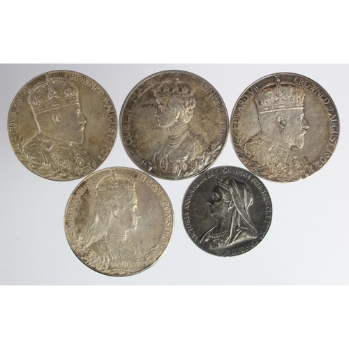 1732 - British Commemorative Medals (5) official small silver issues: QV Diamond Jubilee 1897, 3x Edward VI... 