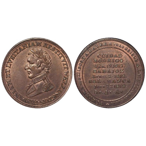 1739 - Canadian / British 19thC Token: Wellington's Victories in the Peninsular War 1812 Halfpenny, EF with... 