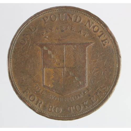 1790 - Token, 19thC: Birmingham Workhouse large copper Threepence 1813 nVF with knocks and marks.