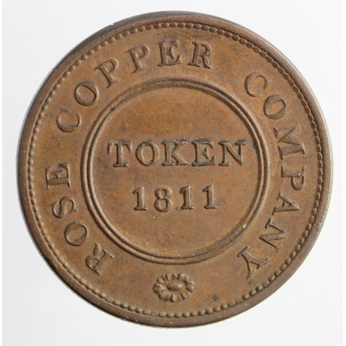 1792 - Token, 19thC: Rose Copper Company, Birmingham and Swansea copper Penny 1811, edge engrailed \\\\, nE... 