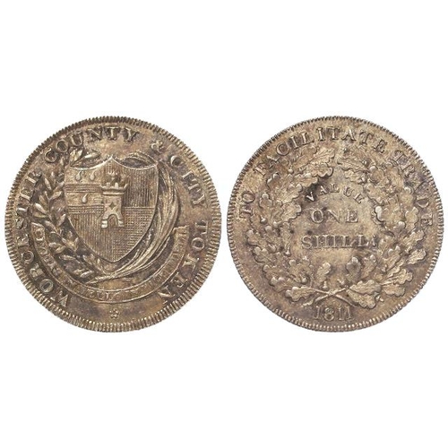 1794 - Token, 19thC: Worcester County & City silver Shilling 1811 EF-GEF