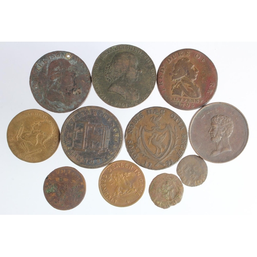 1795 - Tokens (11) 17th to 19thC copper assortment, mixed grade.