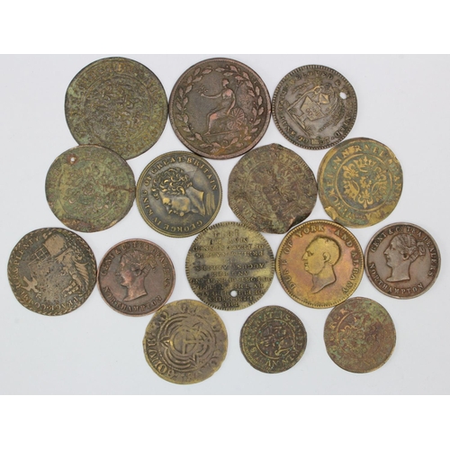 1807 - Tokens, Medalets & Jetons (15) Medieval to 19thC copper and brass assortment, mixed grade.