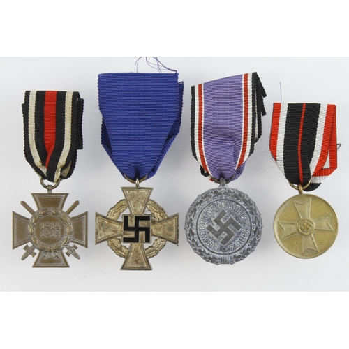 251 - German medals including War Merit medal, Cross Of Honour, Luftscutz Civil Defence medal and 25 Year ... 