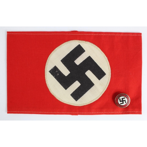 263 - German NSDAP Armband and 1933 Adolf Hitler Party badge (maker marked)