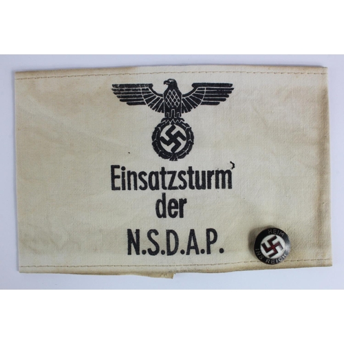 264 - German NSDAP Armband and Heil Hitler Party badge.