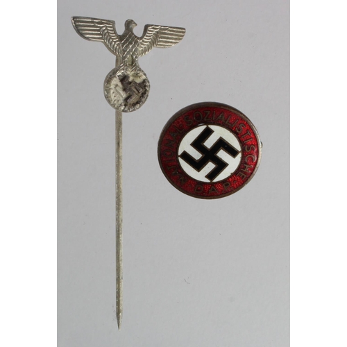 267 - German NSDAP Party badge and Lapel Eagle.