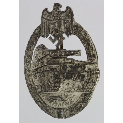 276 - German Panzer assault badge, a white metal combat wear lightweight example.