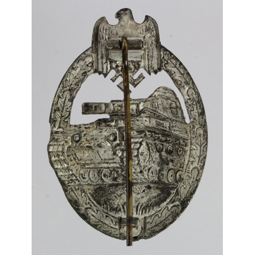 276 - German Panzer assault badge, a white metal combat wear lightweight example.