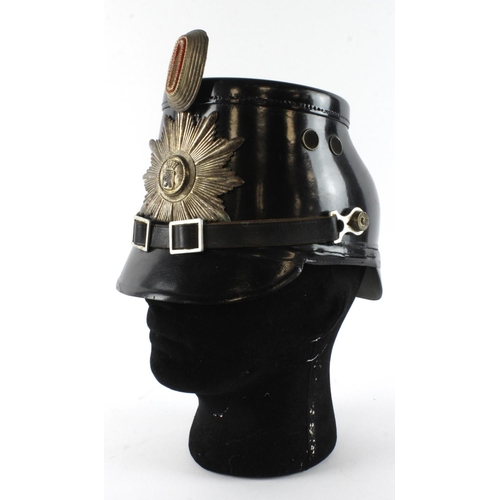 285 - German post WW2 Berlin Police Shako, complete with Police badge, cockade, chin strap and liner. Make... 