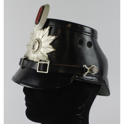 286 - German post WW2 Berlin Police Shako, complete with Police badge, cockade, chin strap and liner. Make... 