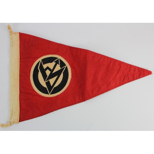 297 - German SA Brownshirts pennant, service wear.