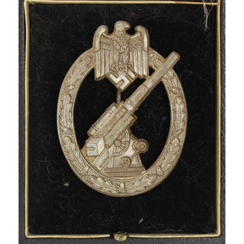 351 - German Wehrmacht Flak badge, in fitted case.