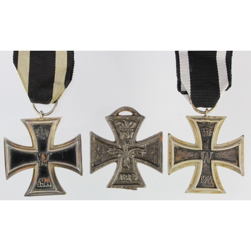 355 - German WW1 Iron Cross 2nd Class maker marked 'HB' and another also maker marked, together with a Bri... 