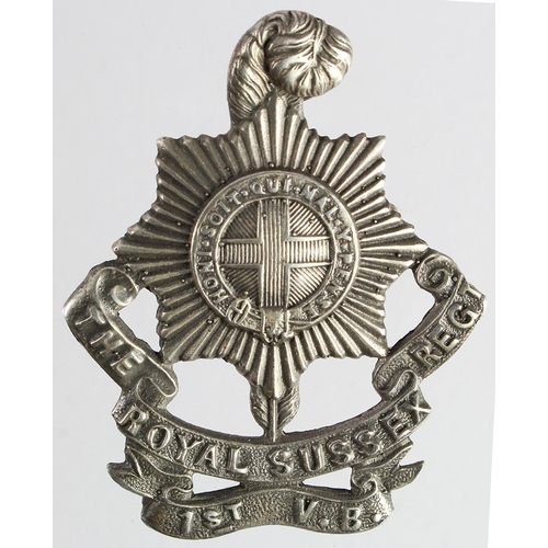 460 - Boer War Period 1st Bn Sussex Rifle Volunteers (6th Royal Sussex Cyclists) Officers Silver Cap Badge... 