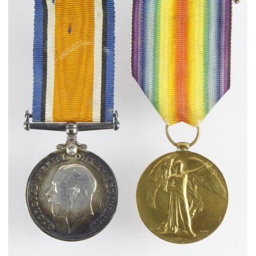 492 - BWM & Victory Medal named (3449 Pte T Dockerill Suffolk Regt). Served 5th Bn.  (2)