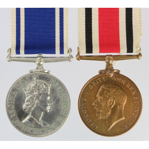 602 - Police LSGC Medal QE2 (Const Leslie A. C. James), Special Constabulary Medal GV coinage head (George... 