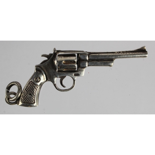 68 - Miniature Colt Magnum in hallmarked silver, chamber even rotates, unusal.