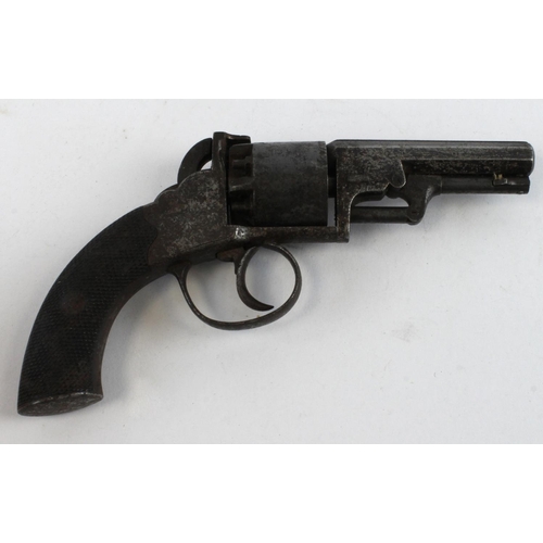 70 - Percussion 5 cylinder Revolver similar to the Beales pattern with Halesworth retailers address on ba... 