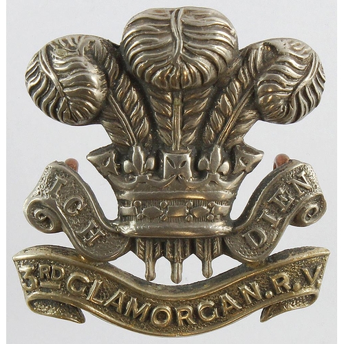 703 - WW1 British 3rd Bn Glamorgan Rifle Volunteers White Metal Cap Badge.