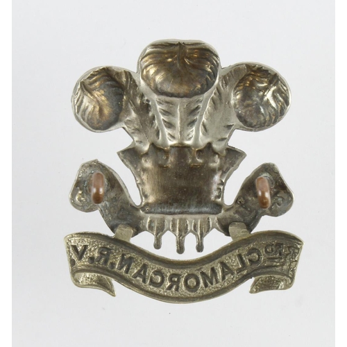 703 - WW1 British 3rd Bn Glamorgan Rifle Volunteers White Metal Cap Badge.