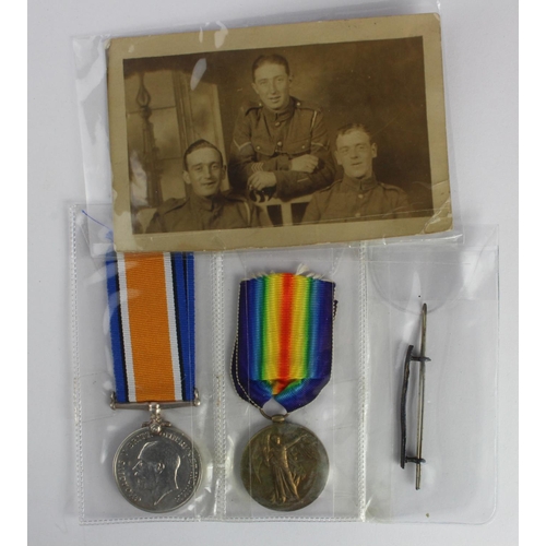 704 - WW1 British Medal Duo, Wound Stripe and Photograph awarded to: 63252 BmB H. Cooke Royal Artillery.