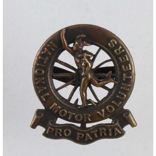 706 - WW1 British National Motor Volunteers Cap Badge. Maker: J.R. Gaunt London.