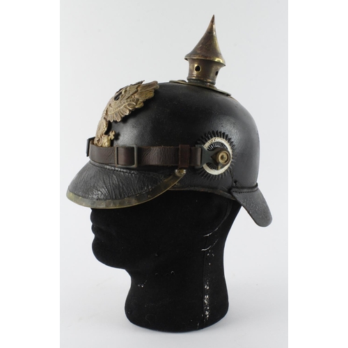 723 - WW1 imperial German Austrian infantry OR's Pickelhaube name on visor.