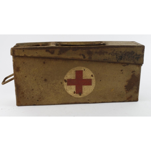 773 - WW2 German Africa Corps Mg 42 Ammunition Tin. Used by Medics as a first aid box.