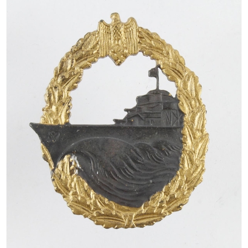 788 - WW2 German Kriegsmarine Destroyer Badge. Maker: S.H.U Co.