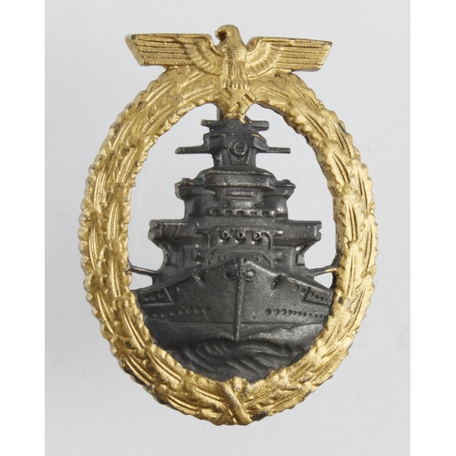 790 - WW2 German Kriegsmarine High Seas Badge. Awarded for service to the crews of the High Seas Fleet con... 