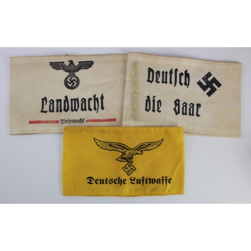 806 - WW2 German Nazi armbands various organisations x3.