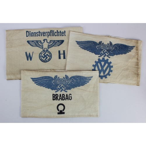 807 - WW2 German Nazi armbands various organisations x3.