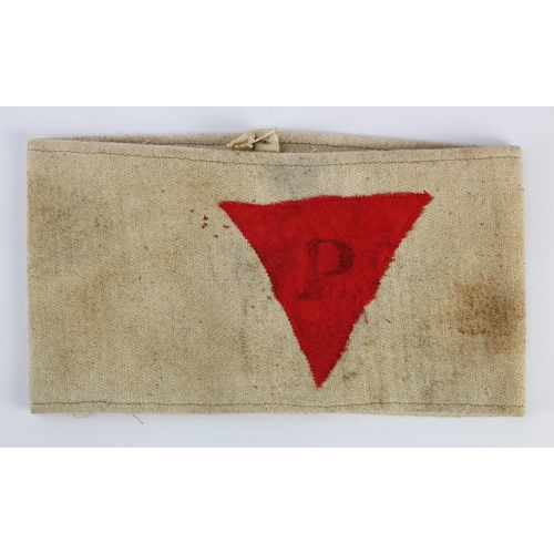 813 - WW2 German Nazi holocaust concentration camp political prisoners armband camp made signs of age and ... 