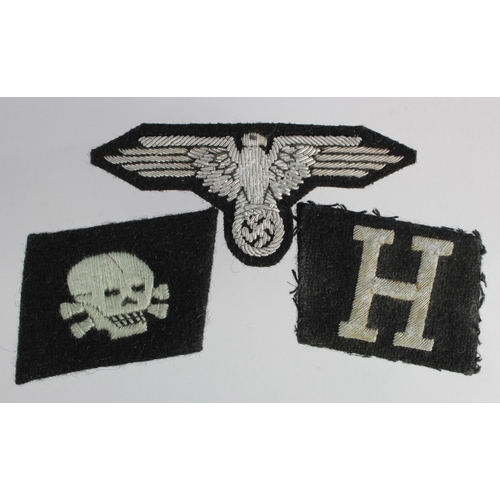 829 - WW2 German Nazi SS insignia collar patch H.