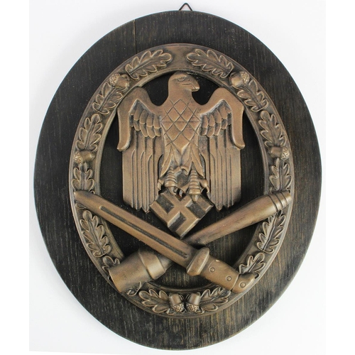 836 - WW2 German Nazi wall plaque infantry assault badge resin cast possibly a film prop.