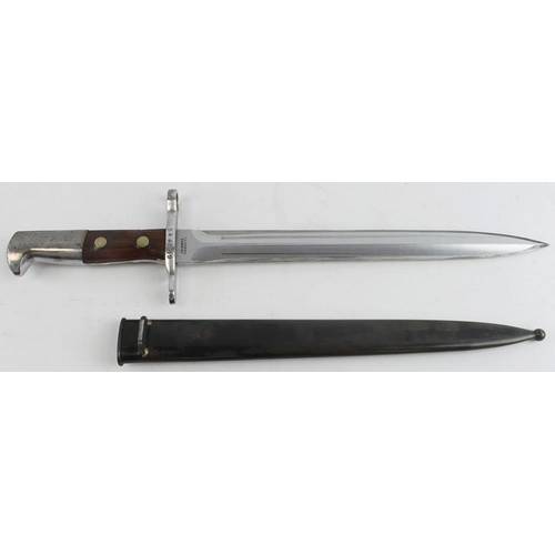 86 - Swiss M1918 bayonet made by Elsener Schwyz in its steel scabbard. Collector grade condition