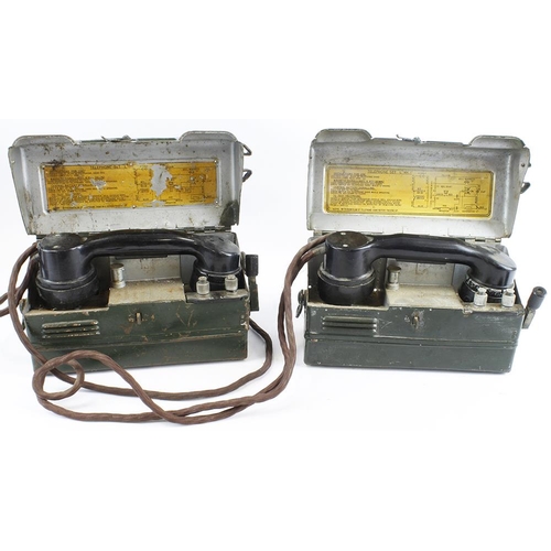 866 - WW2 pair of metal cased British field telephones.  Heavy