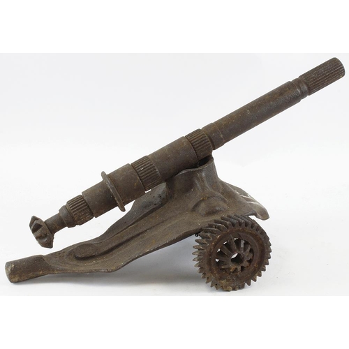 891 - WW2 unusual trench art model field gun made from the parts of a gear box from WW2 military vehicle b... 