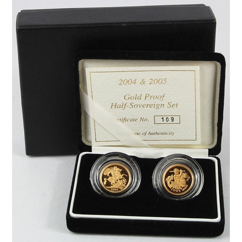 979 - Half Sovereign two coin set  2004 & 2005. Proof FDC boxed with certificate