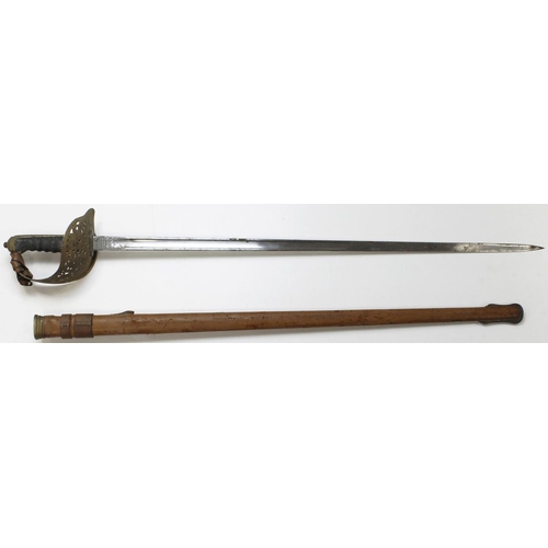 98 - Sword Wilkinson made 1897 pattern NCO Infantry Officers pattern with plain blade in its leather fiel... 