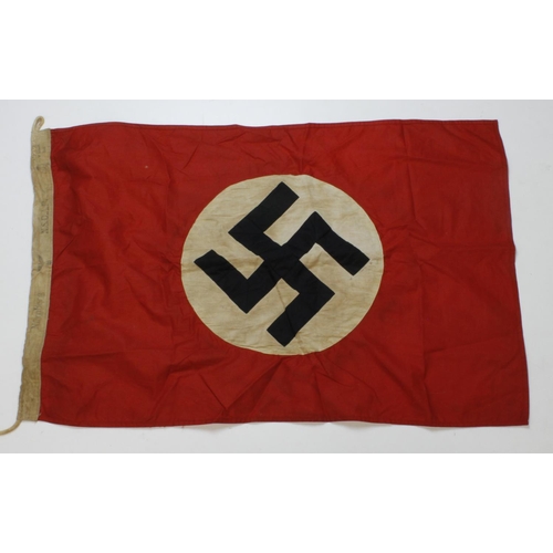 266 - German NSDAP Flag dated 1940 Nurnberg and NSDAP etc, 3 feet long. Service wear, no moth.