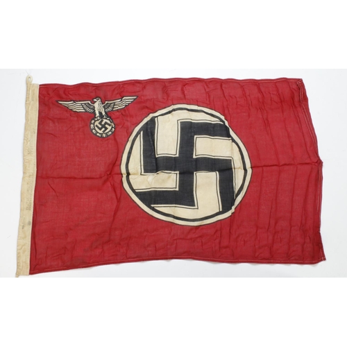 291 - German Reich flag, 3 feet long, stamped to edge, service wear.