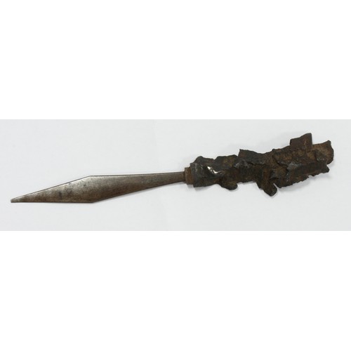 722 - WW1 German Trench Art Letter Opener made from Shrapnel.